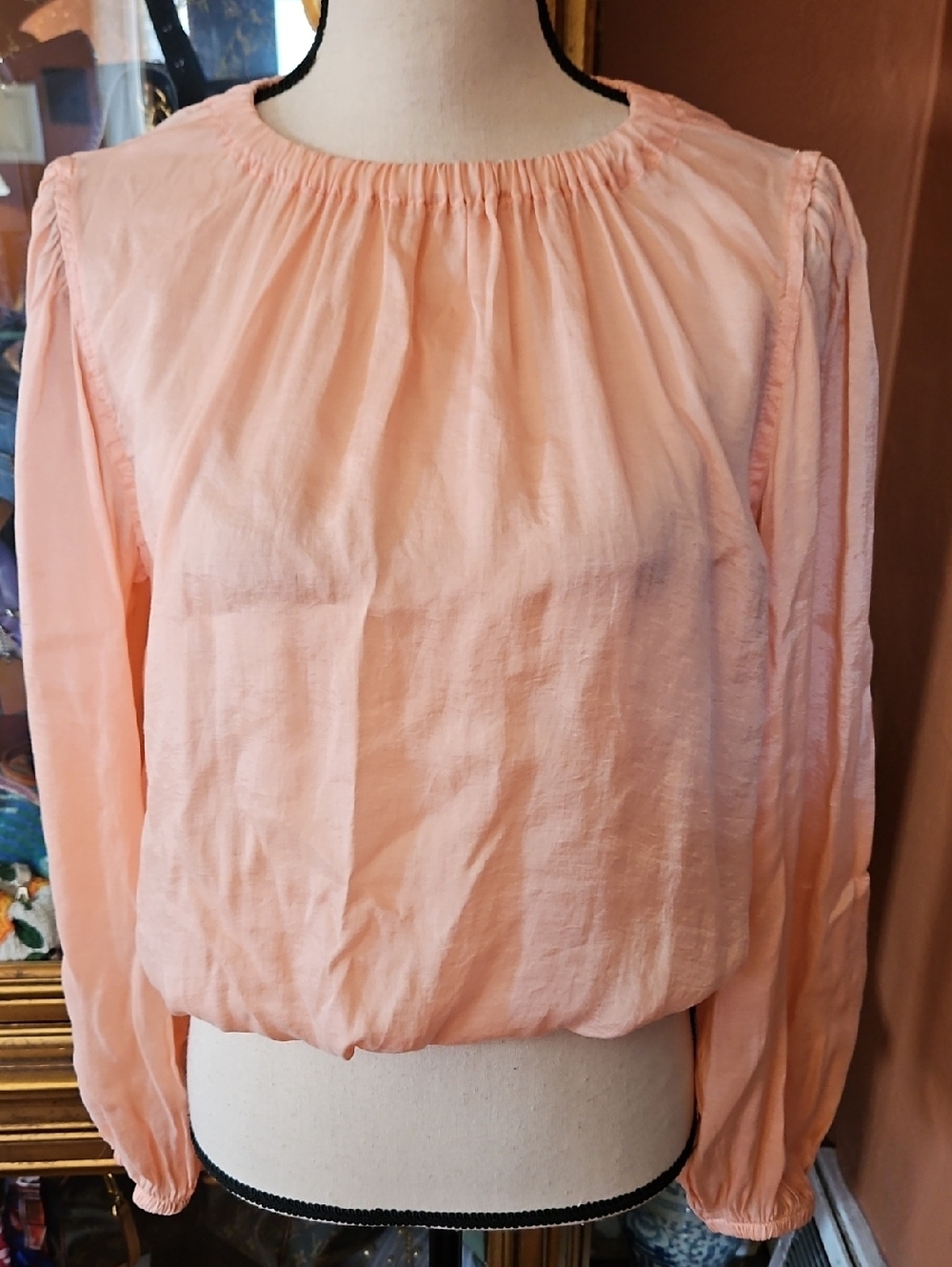 Cloth & Stone Women's Peach Long-Sleeve Peasant Blouse